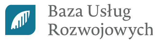 niebieski symbol graficzny oraz napis Baza Usług Rozwojowych