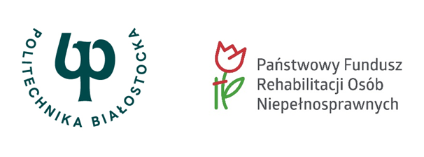 Logo Politechnika Bialostocka i Państwowy Fundusz Rehabilitacji Osób Niepełnosprawnych